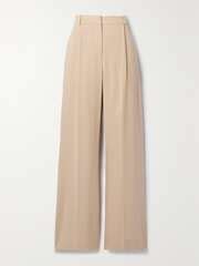 LORO PIANA Jail Pleated Pinstriped Silk Blend Georgette Wide Leg Pants