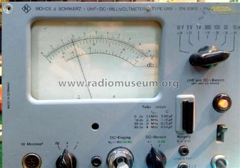 UHF DC Millivoltmeter URV Equipment Rohde Schwarz PTE Radiomuseum Org