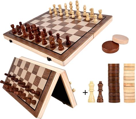 Yelajoy Chess Sets Magnetic Wooden In Chess And Checkers Set