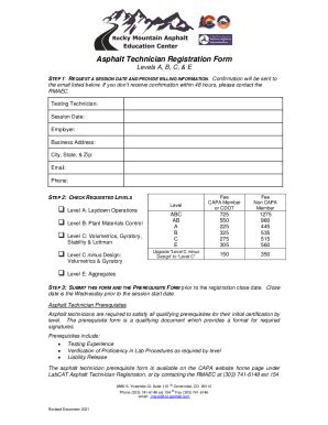 Fillable Online Technician Registration Form Levels A B C E And S