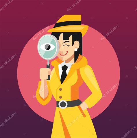 Vector Mujer Detective Plano Ilustración Vector Gráfico Vectorial © Prettyvectors Imagen 90046736