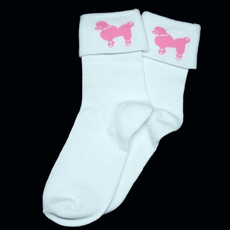 New Girls White Bobby Socks With Pink Poodles For Poodle Skirt