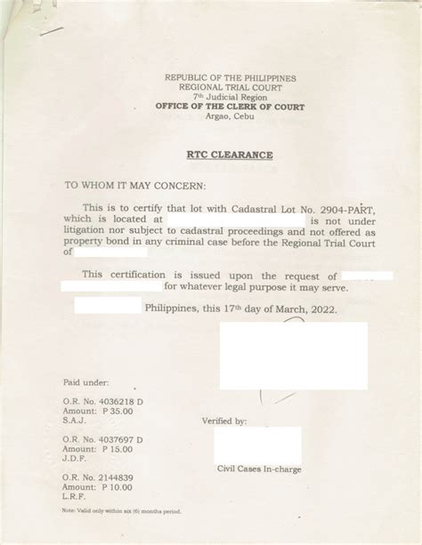 Clerk of Court-Regional Trial Court (OCC-RTC) Clearance - Lepiten ...