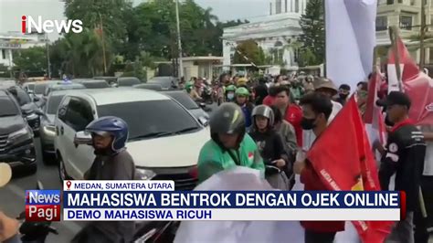 Driver Ojol Ribut Dengan Mahasiswa Yang Tutup Jalan Untuk Demo Di Medan