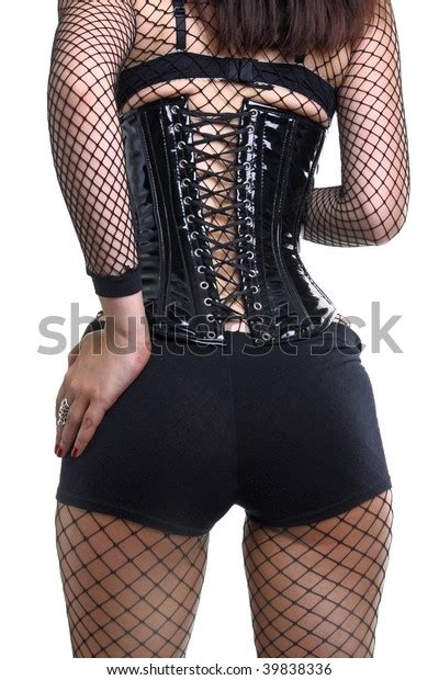 Woman Sexual Dominatrix Black Lingerie Back Stock Photo 39838336