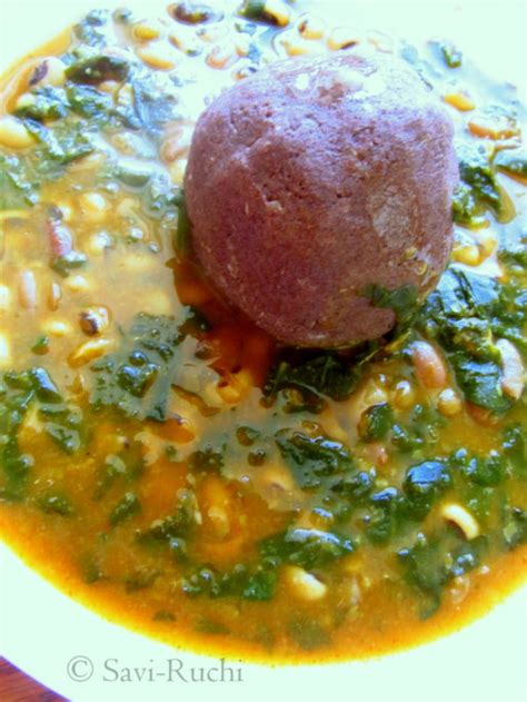 Savi Ruchi Alasande Kalu Palak Soppina Huli Spinach And Black Eyed