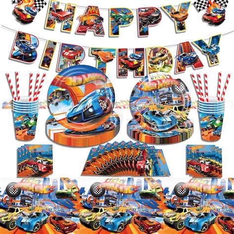 IRONIUM Pezzi Set Di Compleanno Hot Whels Per Ospiti Stoviglie Per Feste Di Compleanno