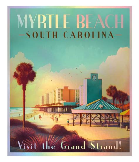 Myrtle Beach South Carolina Holographic Souvenir Vinyl Decal Sticker Design A Etsy In 2024