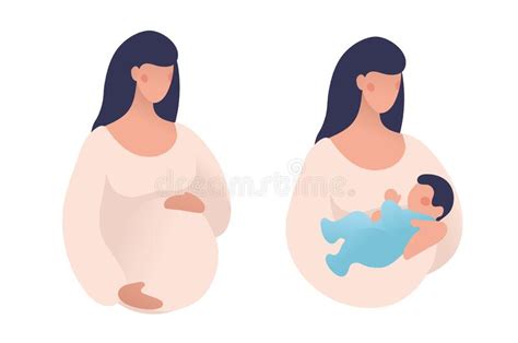 Conjunto De Ilustraciones Sobre El Embarazo Y La Maternidad Mujer