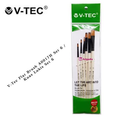 Jual V Tec Flat Brush A0017H Set 6 Kuas Lukis Set 6 Kuas Flat Set