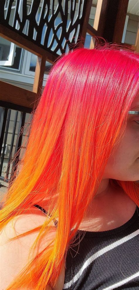 Sunset hair | Sunset hair, Pink and orange hair, Orange hair dye