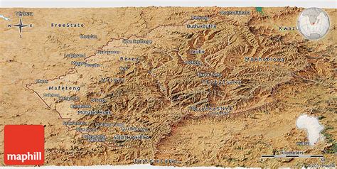 Satellite Panoramic Map Of Lesotho