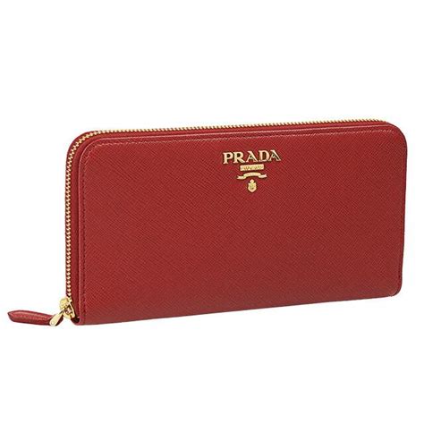 プラダ／prada ”サフィアーノレザー ジップアラウンド長財布”メタルロゴ・型押しレザーラウンドファスナー長財布レッド1ml506