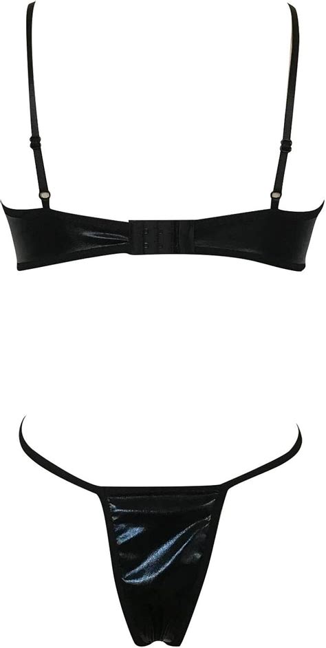 Buy Dgtvvr Lingerie Set Curvy Women S Sexy Hollowed Out Leather Three Point Bikini Lingerie Set