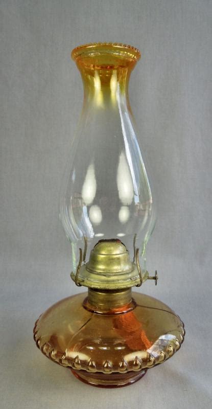 Vtg Antique Amber Glass Oil Hurricane Lamp W Eagle Burner Ebay