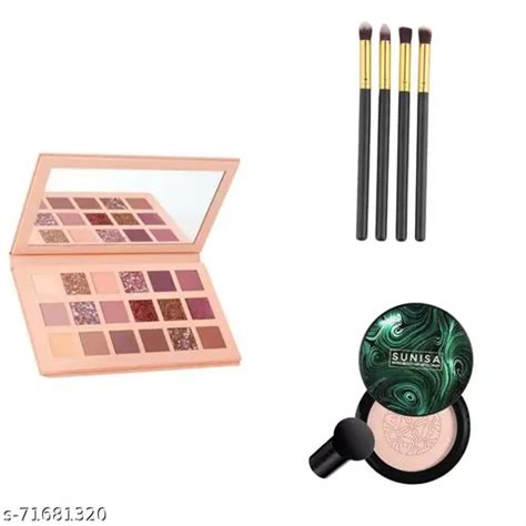 SUNISA WATERPROOF AIR CC CREAM NUDE EYESHADOW PALLET WITH 4 PC BRUSH SET