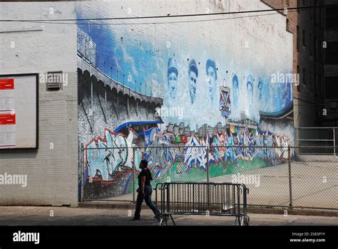 Stunning Mural Of Hall Of Fame Baseball Players Including Babe Ruth On The Side Of Yankee