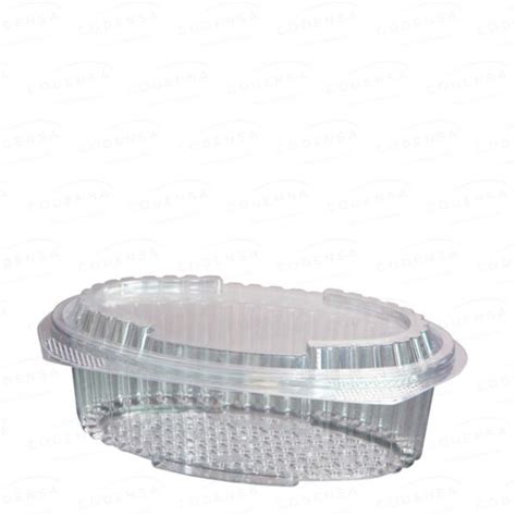 Envase Tapa Bisagra Plástico PP 1000ml Ovalado Transparente Ovalada