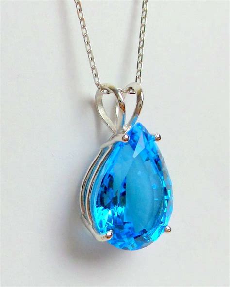 Blue Topaz Necklace Sterling Silver 925 Sterling Silver Blue Topaz