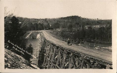 Bridge at Hardy Dam Construction Oxbow, MI Postcard