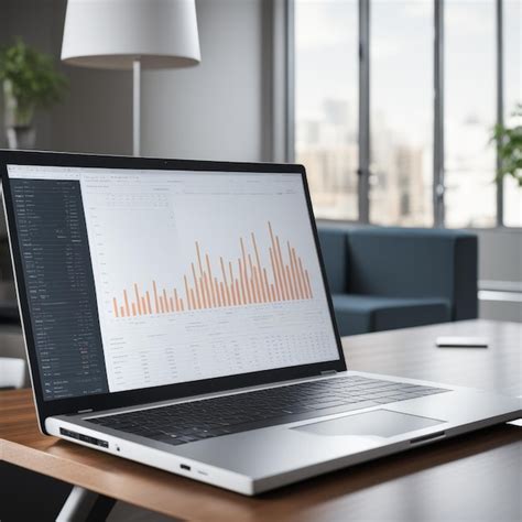 Premium Photo Laptop Screen With Graph On Table In Modern Office D