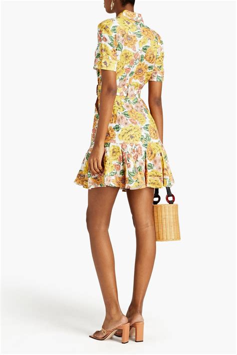 Zimmermann Belted Floral Print Linen Mini Shirt Dress The Outnet