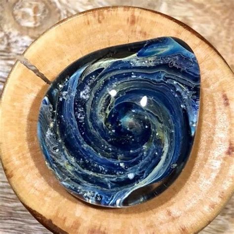 Cremation Jewelry Hand Blown Glass Spiral Galaxy Pendant Etsy