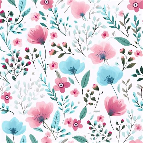 Premium Photo A Close Up Of A Floral Pattern With Pink And Blue