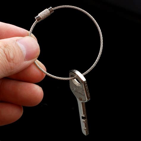 50pcs Stainless Steel Wire Rope Keychains Cable Key Ring For Outdoor