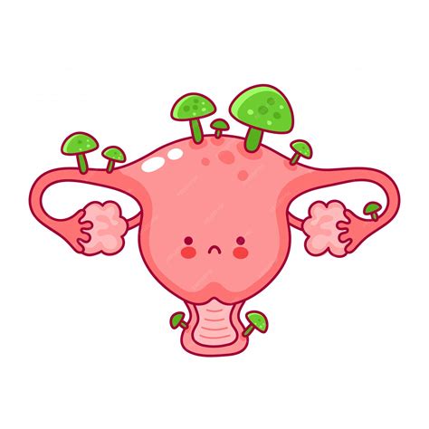 Premium Vector Cute Happy Funny Woman Uterus Organ With Fungus