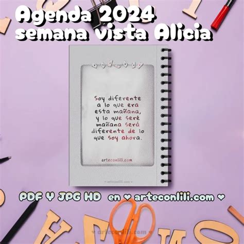 Descarga Gratis Agenda 2024 PDF Modelo Alicia Para Imprimir