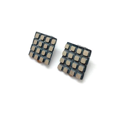 Square Grid Clip Ons Medium Earrings Heather Guidero Pistachios