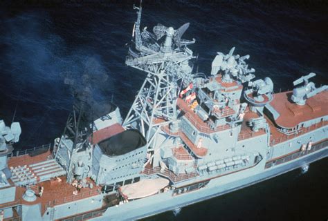 A Starboard Amidships View Of A Soviet Mod Kashin Class Guided Missile