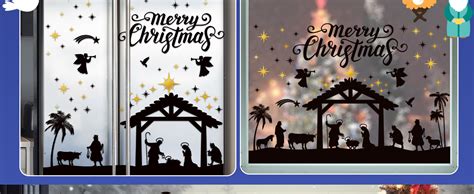 Christmas Window Clings Nativity Scene Window Stickers Jesus Party Decorations