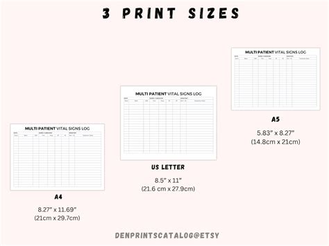 Printable Multiple Patients Vital Signs Log Pdf Digital Downloads A4