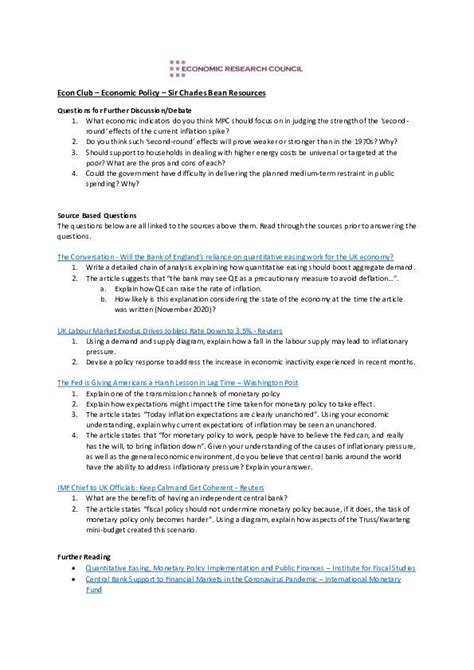 Econ Club – Economic Policy Resources