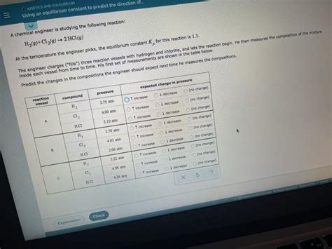 Solved O Kinetics And Equilibrium Using An Equilibrium Chegg