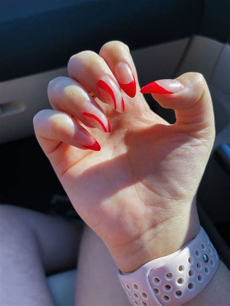 Red Acrylic Nail Design Red Acrylic Nails Nude Nails Acrylic Nail