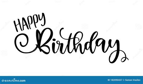 Happy Birthday Handwritten Modern Brush Lettering Typography And