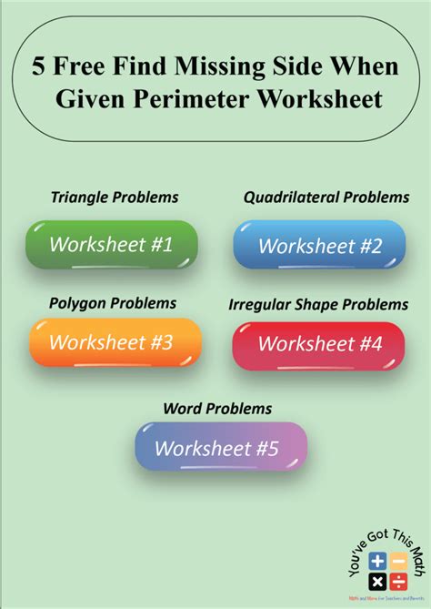 5 Free Find Missing Side When Given Perimeter Worksheet Fun Activities