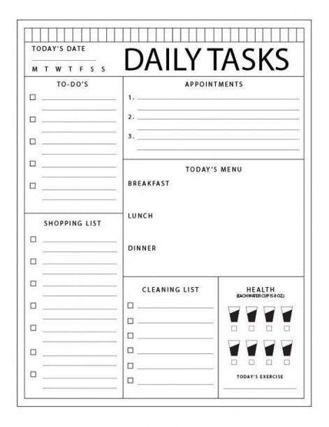 Printable Task Worksheet Planner Inserts Printable Study Planner