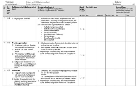 Gef Hrdungsbeurteilung Verwaltung B Roarbeitsplatz Betriebsanweisung