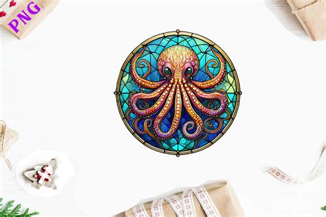 Stained Glass Octopus Sublimation Art Graphic By Watercolor Design