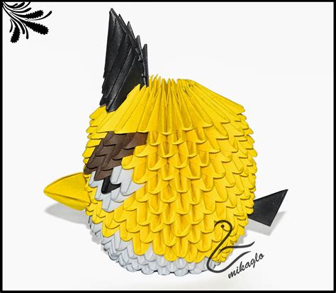 Origami 3d mikaglo 39 Żółty Angry Birds z origami wzór do składania