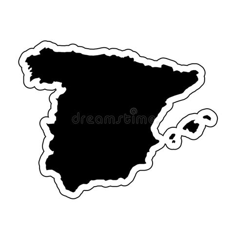 Mapa Negro De España Aislado En Blanco Mapa Vacío Ilustración Del