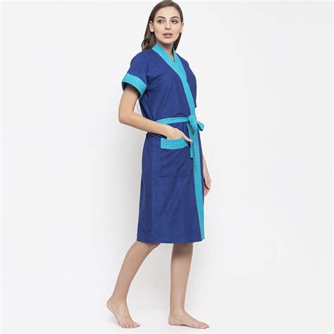 Secret Wish Women S Solid Cotton Royal Blue Bathrobe Free Size Buy