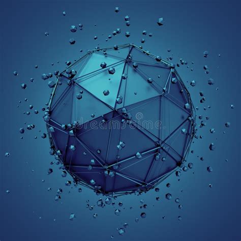 Low Poly Metal Sphere With Chaotic Structure Stock Illustration