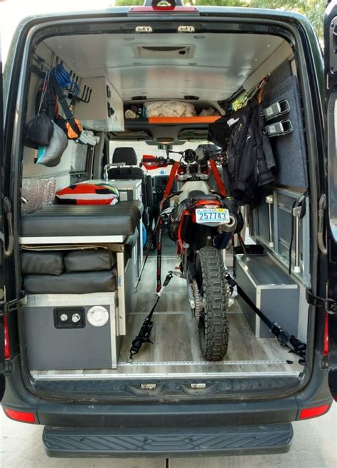 Ktm 500 Exc Dirtbike In A Sprinter Motorcycle Camping Van Sprinter Van