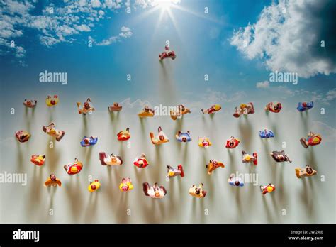 People In The Sky One Leader Crowd Of People Follows Followers