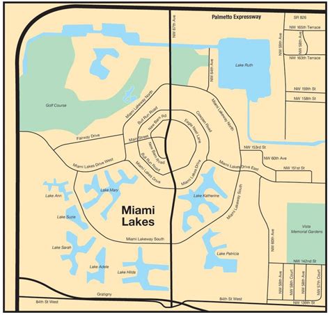 Miami lakes map - Map of Miami lakes (Florida - USA)